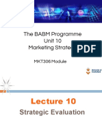 The BABM Programme Unit 10 Marketing Strategy: MKT306 Module
