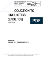 Introduction To Linguistics (ENGL 105) : Celly C. Templonuevo