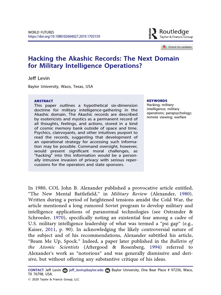Akashic Records in Military Intelligence | PDF | Parapsychology ...