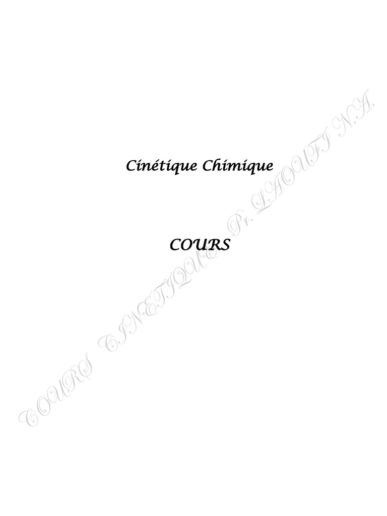 Cinétique des Réactions Chimiques | PDF | Cinétique chimique | Catalyse
