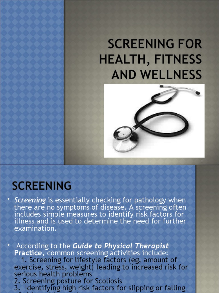 Screening For Health, Fitness and Wellness PDF Physical Examination