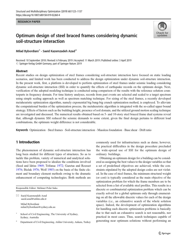Optimum Design of Steel Braced Frames Considering Dynamic Soil ...