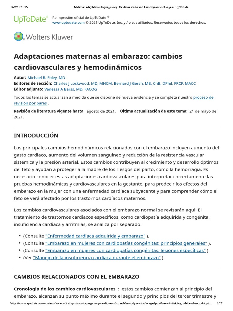 Maternal Adaptations To Pregnancy - Cardiovascular and Hemodynamic ...
