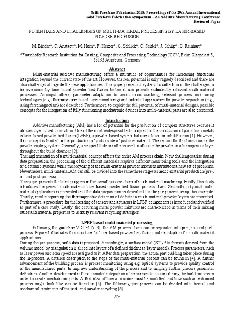 Multi-Material Laser Powder Fusion Challenges | PDF | Thermography