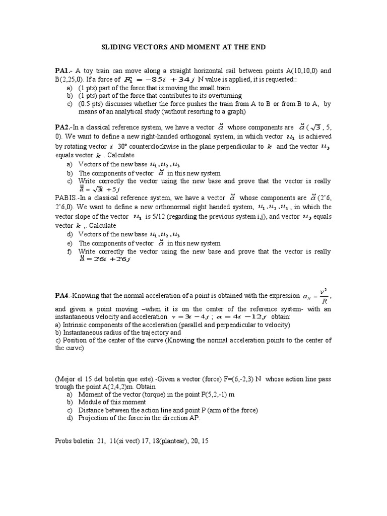 Sliding Vectors and Moments Analysis | PDF | Rotation Around A Fixed ...