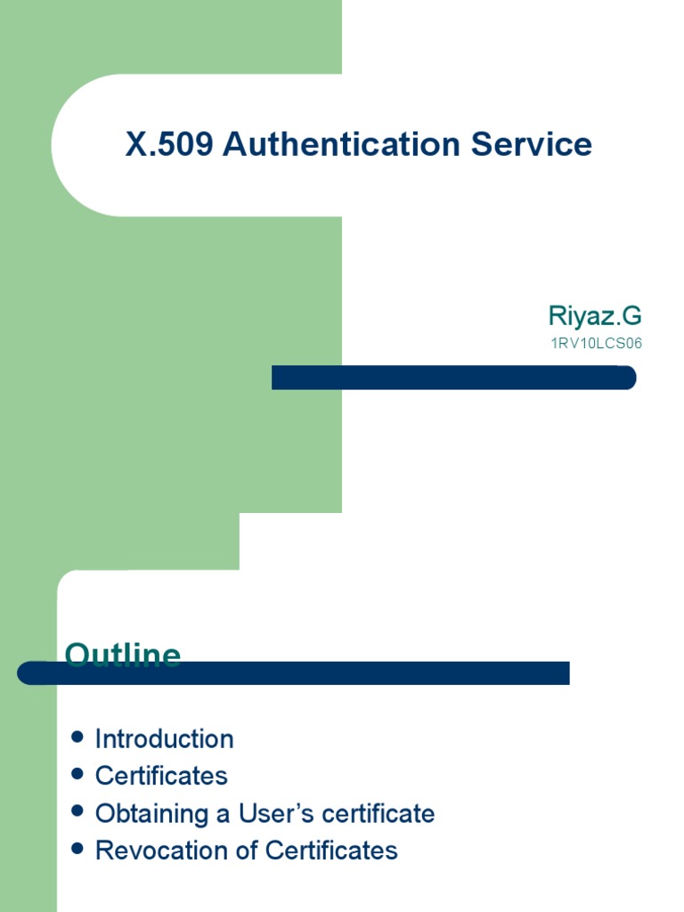 X.509 Authentication Service Riyaz.G PDF