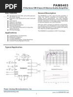 Filterless 3W Class-D Stereo Audio Amplifier: Key Features General Description