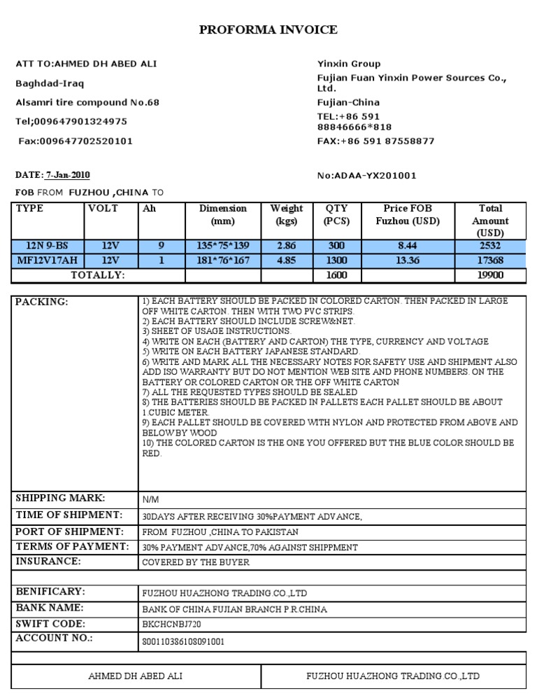 Proforma Invoice | PDF | Business