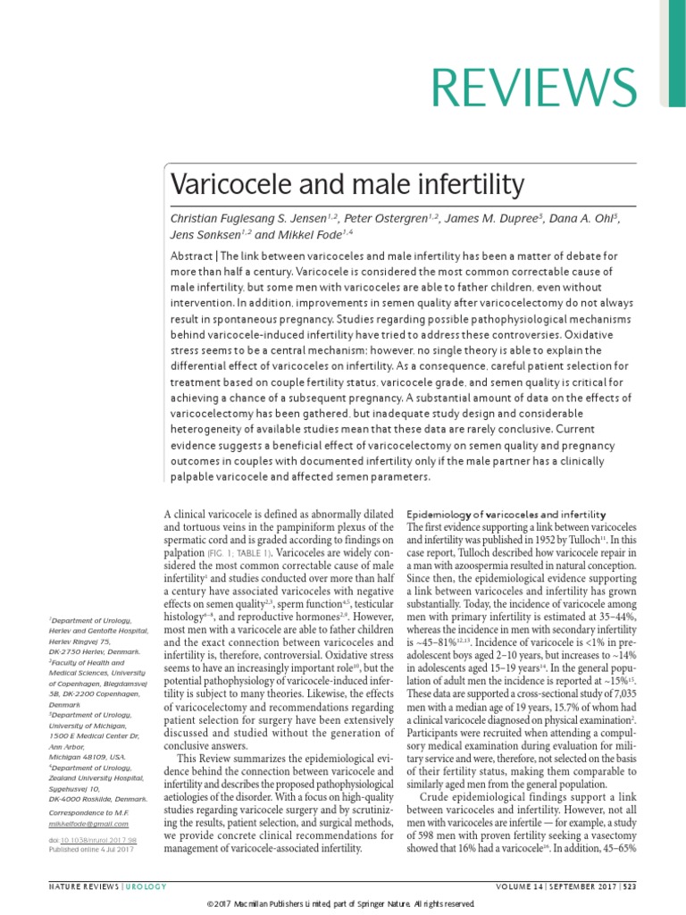 Men’S Health: Varicocele: A Review – JUGO