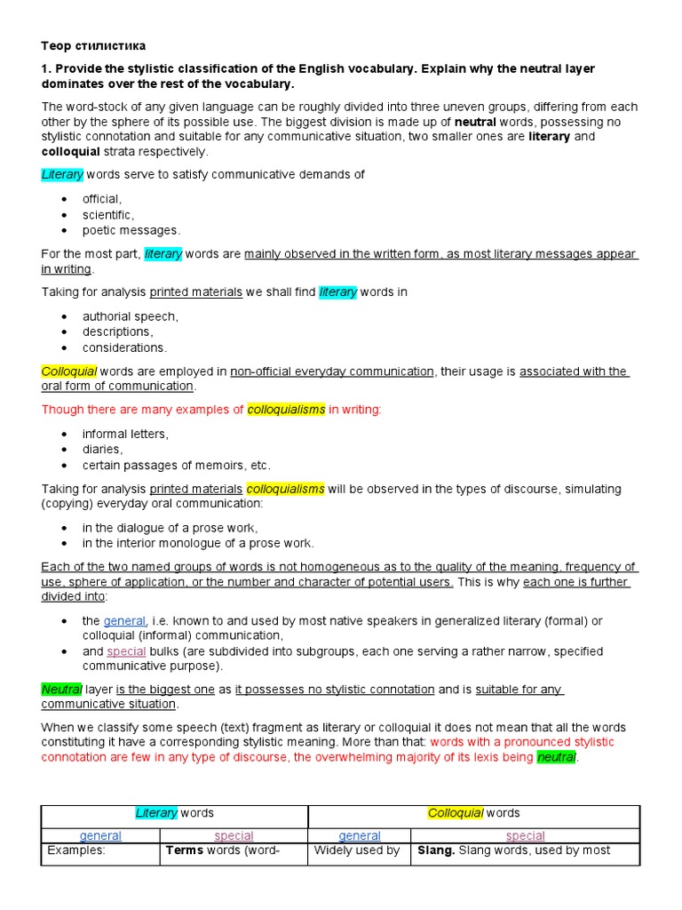 Stylistic Classification of English Vocabulary | PDF | Poetry | Syllable