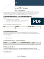 Stakeholder Management Plan Template: Introduction: How To Use This Template