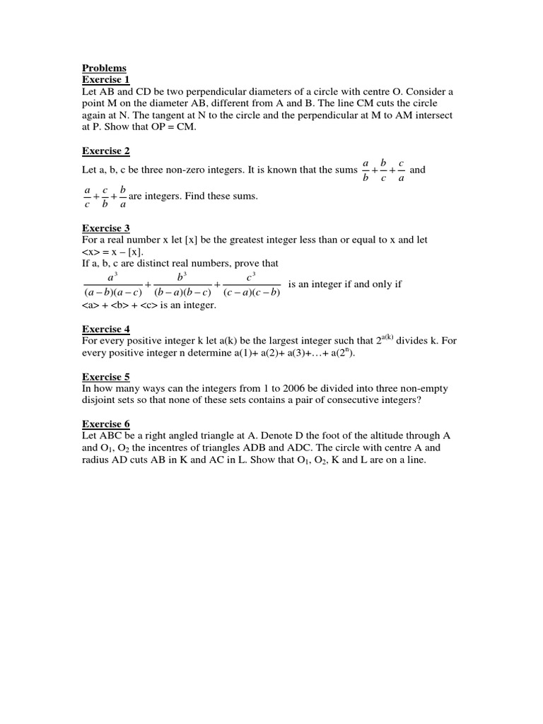 Geometry and Integer Problems Exercises | PDF | Teaching Methods ...