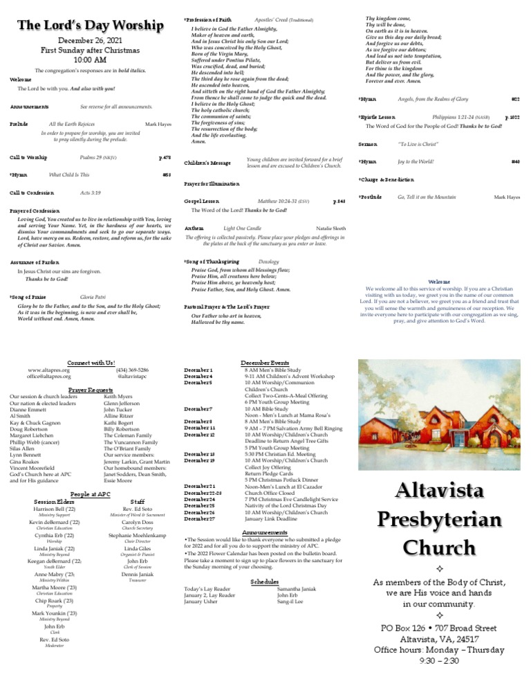 2021 - 12.26 Bulletin | PDF | Jesus | God The Father
