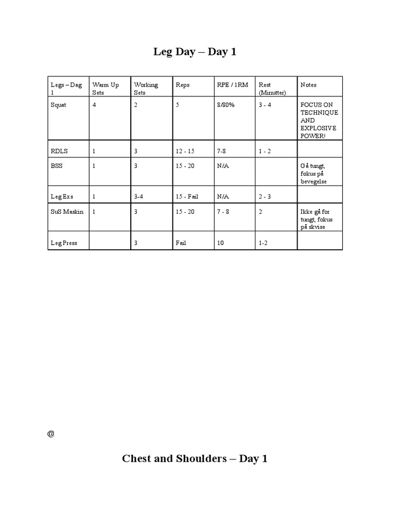 Trenings Plan | PDF | Physical Fitness | Physical Exercise