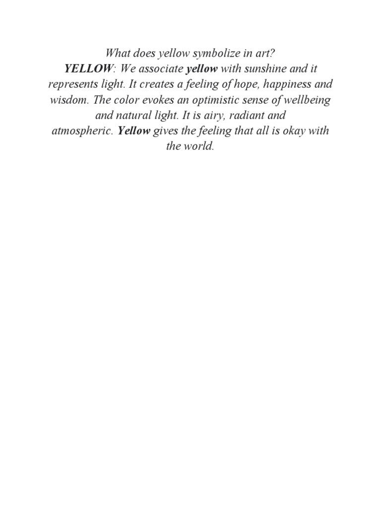 What Does Yellow Symbolize in Art PDF