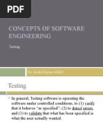 Concepts of Software Engineering: Testing