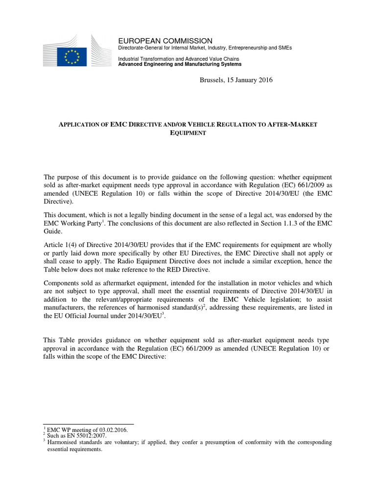 EMC Directive Guidance for Aftermarket Equipment | PDF | Government