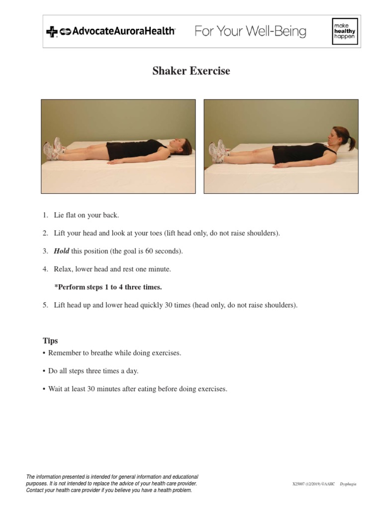 Shaker Exercise Perform Steps 1 To 4 Three Times PDF