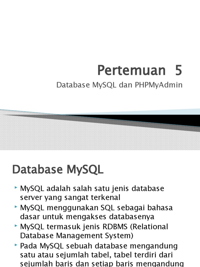 Pertemuan 5 Database MySQL Dan PHPMyAdmin | PDF