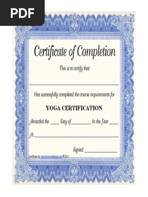 Blank Yoga Certificate Templates