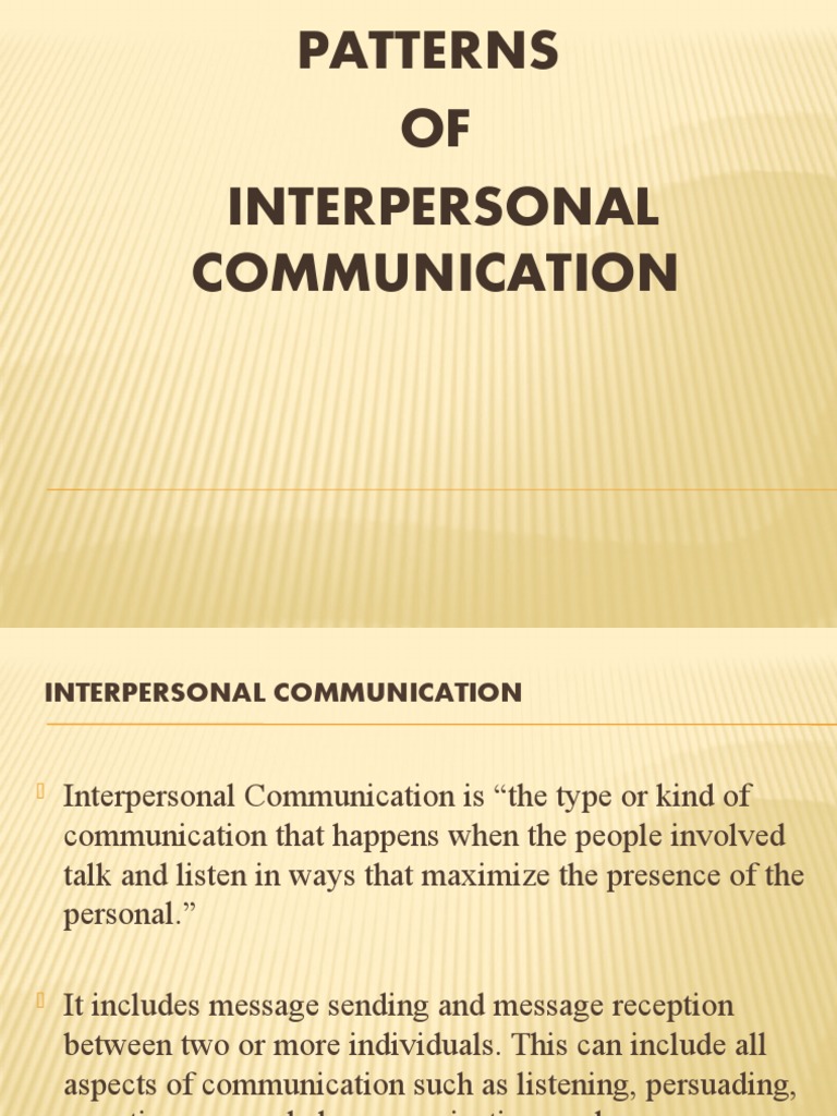Patterns OF Interpersonal Communication | PDF | Communication ...
