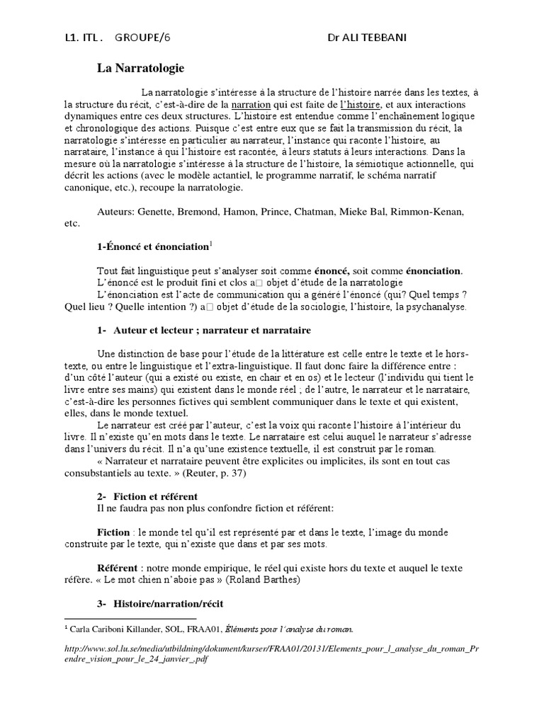 Introduction à la narratologie et ses concepts | PDF | Romans
