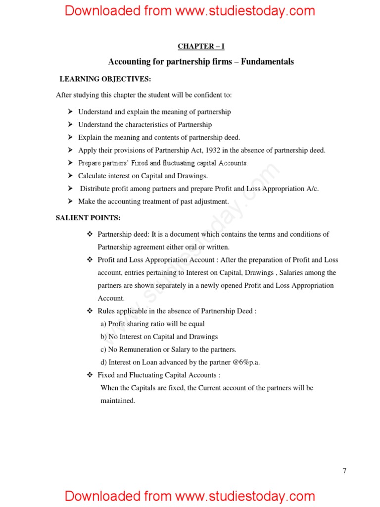Partnership Accounting Fundamentals | PDF | Partnership | Interest