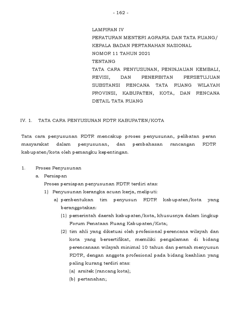 Tata Cara Penyusunan RDTR | PDF