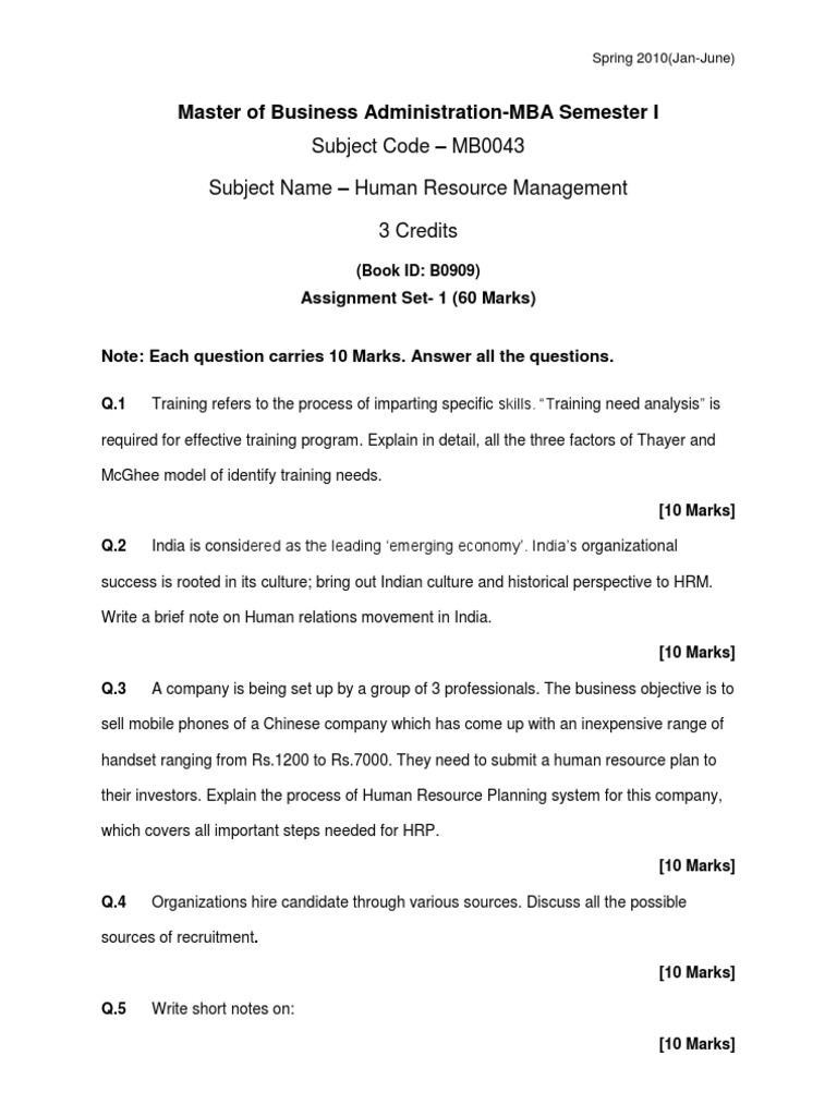 MB0043 PDF Human Resource Management Leadership