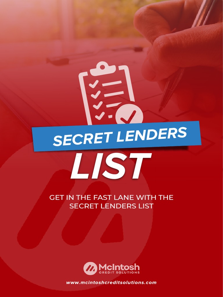 Secret Lenders ListMCS PDF Finance & Money Management Credit