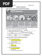 Reading Homework Read The Following Text and Solve The Activities