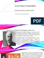 Aportes de Emile Durkheim Sociologia de La Educacion