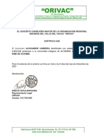 Certificado Orivac Alexander Cabrera