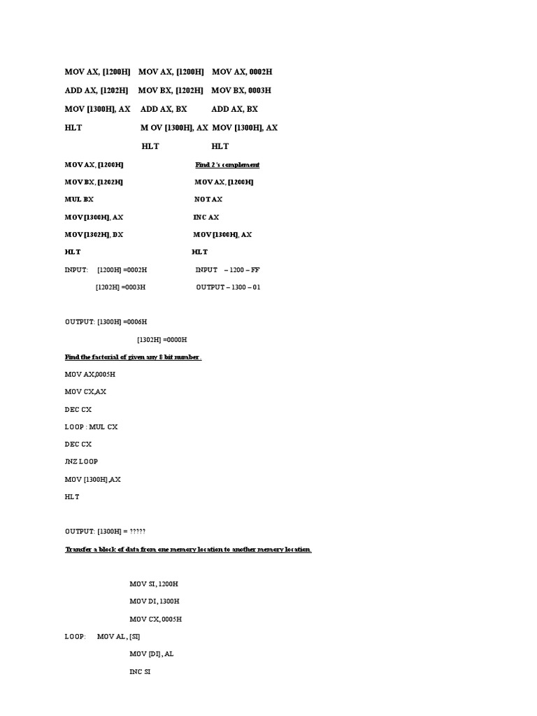 8086 Emulator Programming Examples | PDF | Information Age | Computer ...