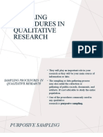 Sampling Procedures in Qualitative Research