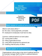PHI 401 Business Ethics Fall - 2021: Prepared By: MD Mahfuzul Islam 1621747030 Section - 13