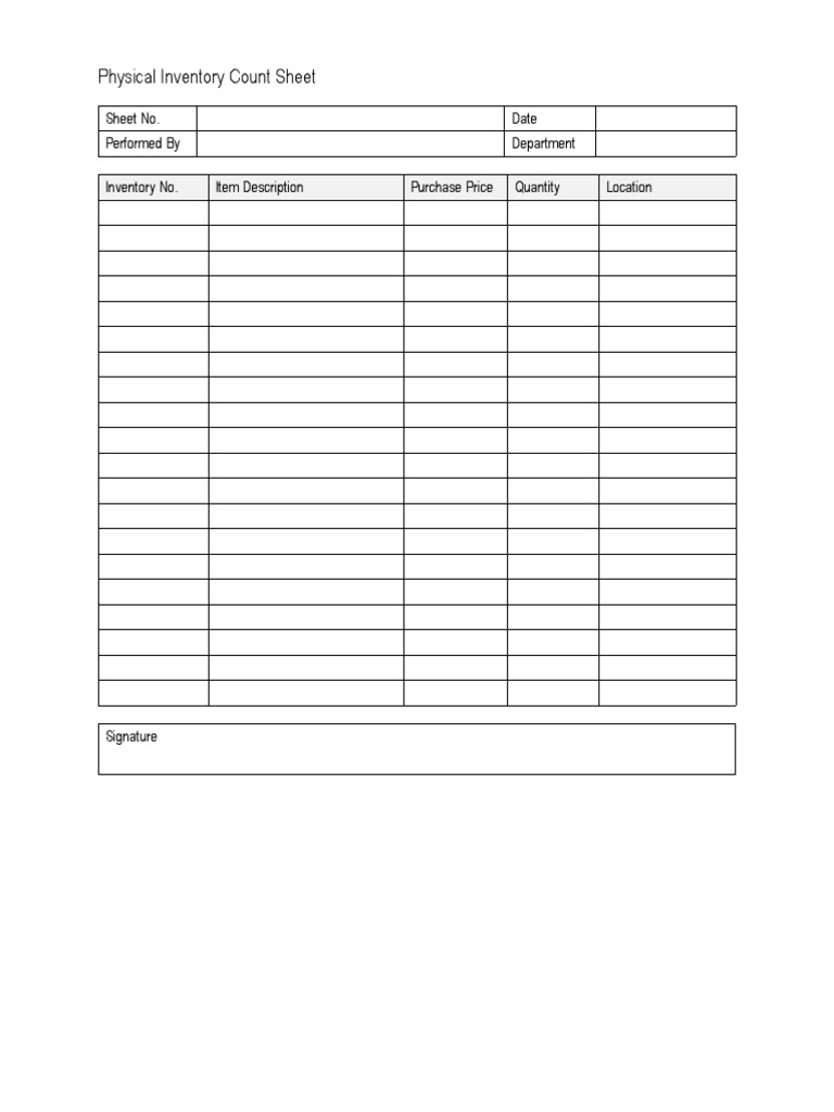 Physical Inventory Count Sheet | PDF