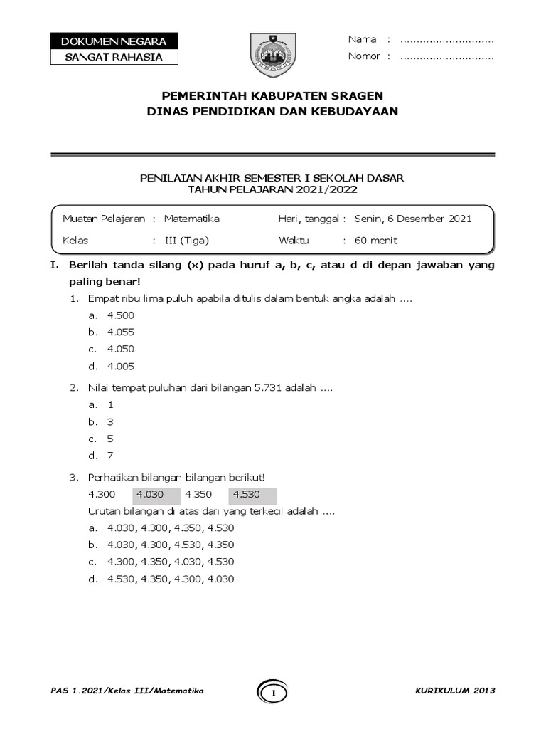 Matematika Kelas 3 Pdf