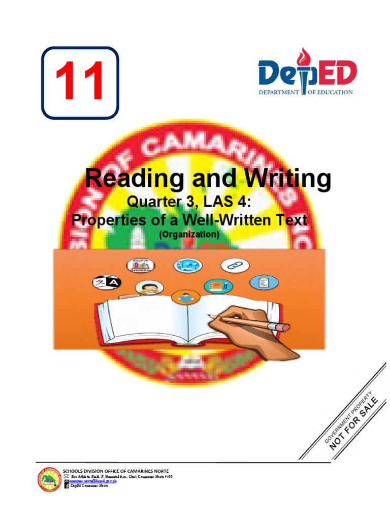 Reading and Writing Quarter 3, LAS 4 Properties of A WellWritten