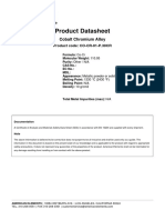 Product Datasheet: Cobalt Chromium Alloy