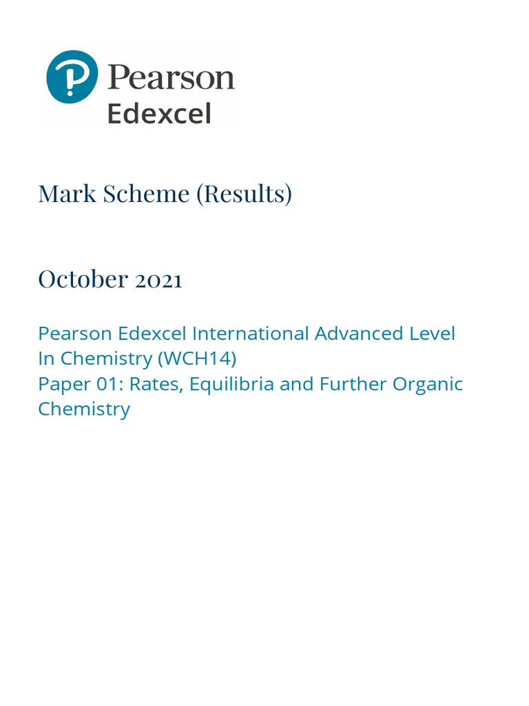 Edexcel ial chemistry unit 4 october 2021 markscheme ms pdf ester