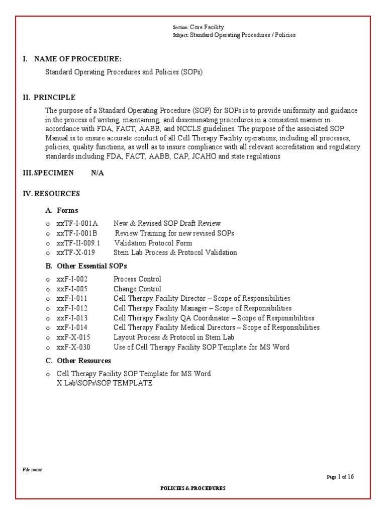 Standard Operating Procedure Template Word | PDF | Computer File ...