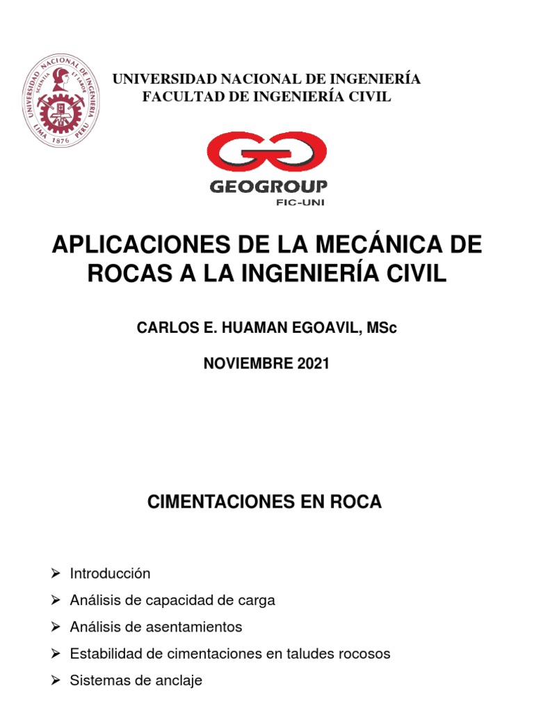 Cimentaciones en roca: Análisis y ensayos | PDF | Falla (geología ...