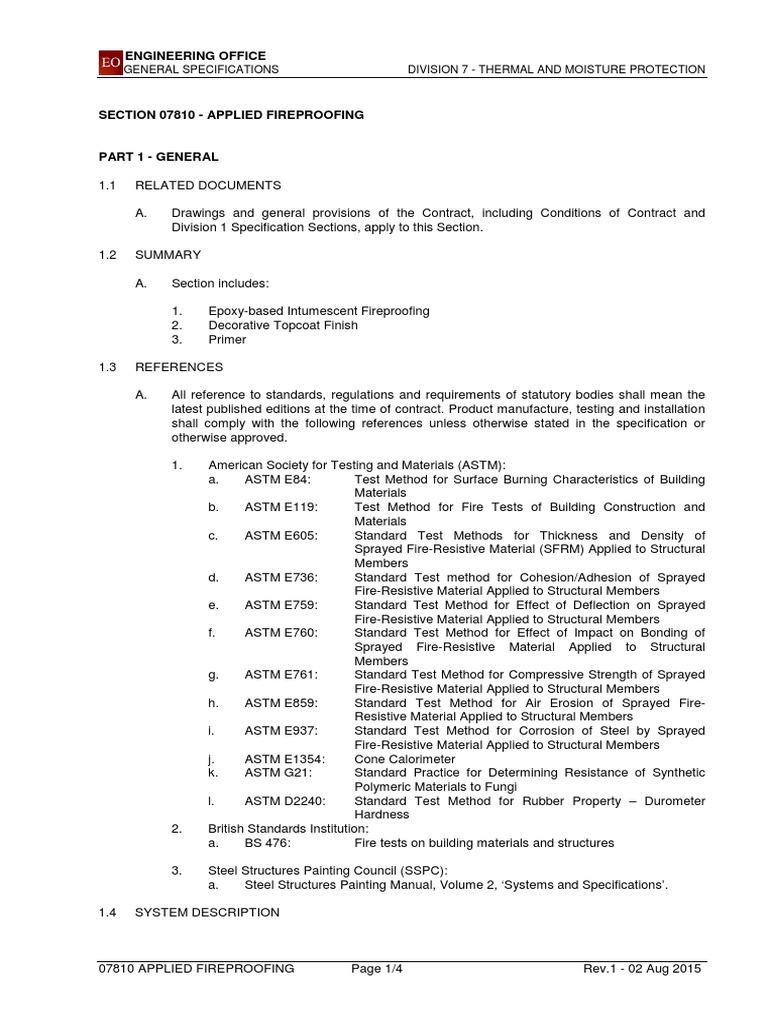 Applied Fireproofing Specifications | PDF | Specification (Technical ...