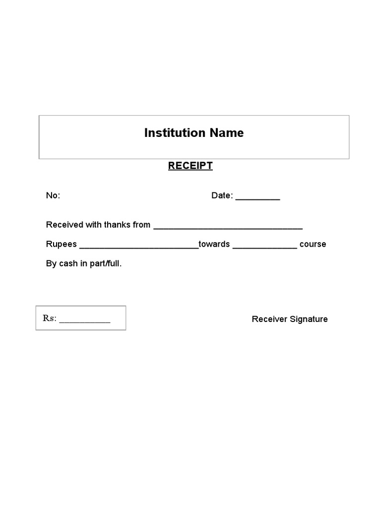 Fee Receipt Format For Coaching Classes | PDF