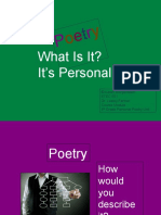 What Is It? It's Personal: © Karen Morgenstern ETEC 551 Dr. Lesley Farmer Course Module 6 Grade Personal Poetry Unit