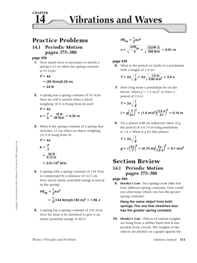 Ch 14 Solutions Vibrations And Waves Waves Frequency