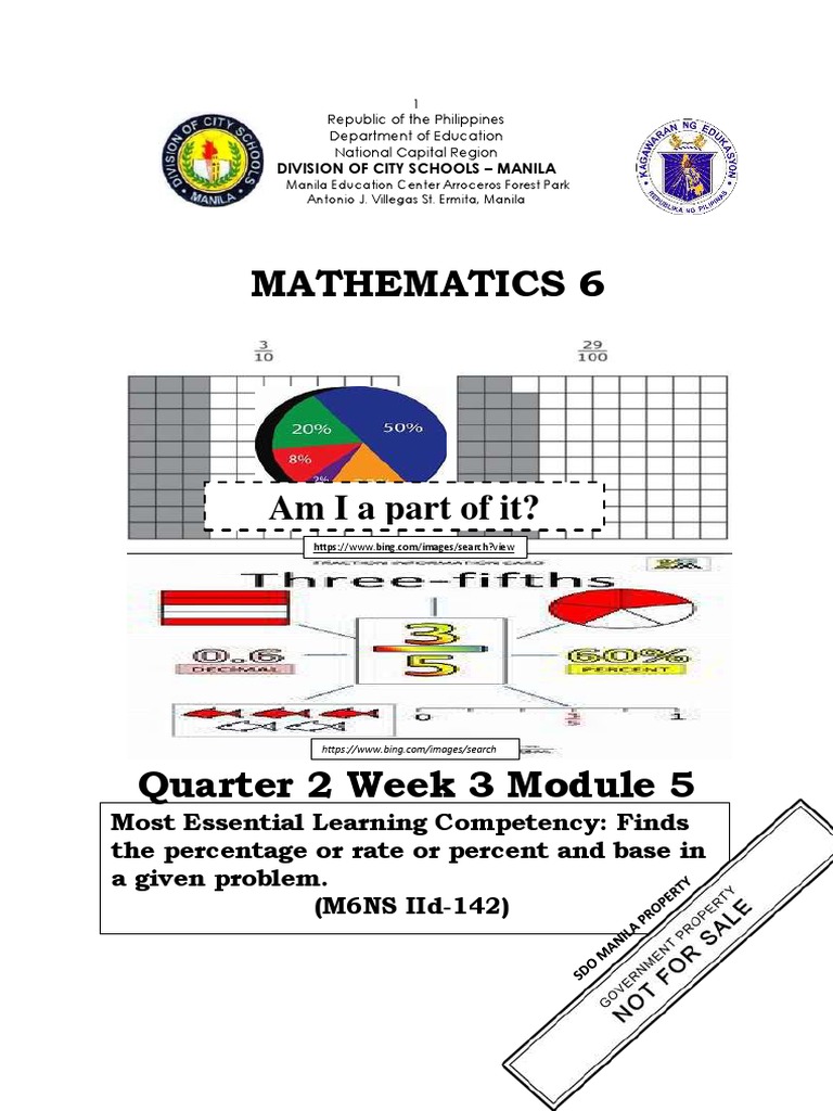 Module5 Mathematics6 Q2 W3 PERCENT-RATE-BASE | PDF | Percentage | Ratio