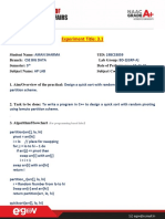 Experiment Title: 3.1: Student Name: Branch: Semester: Subject Name: Uid: Lab Group: Date of Performance: Subject Code