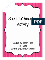 Short A' Reading Activity: Created By: Sarah Hines TPT Store Sarah'S Spedtacular Secrets